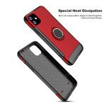 Wholesale iPhone 11 (6.1in) 360 Rotating Ring Stand Hybrid Case with Metal Plate (Red)